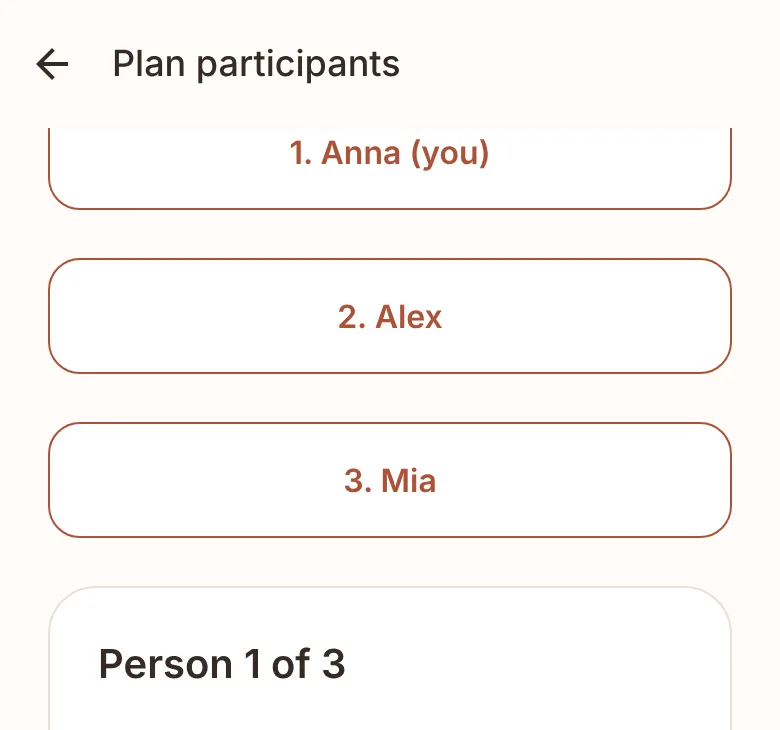 App-Ansicht: Personen im Haushalt